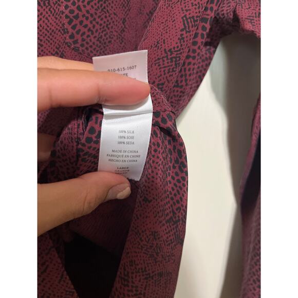 Rails Silk Red Python Button Down Top Blouse L - Picture 5 of 6